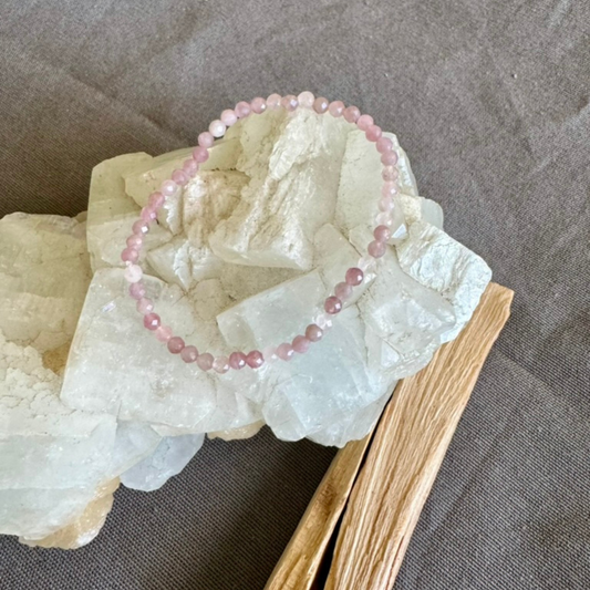 Rose Quartz Bracelet, Micro Faceted